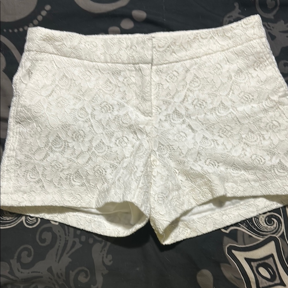 Cynthia Rowley White High Waist Shorts with Textured Fabric